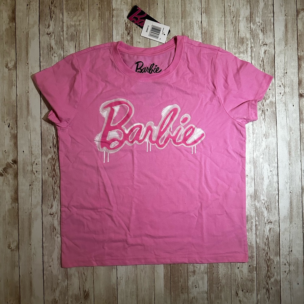 Barbie graphic tee bubblegum pink graffiti style logo NWT
